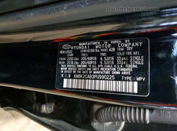 KM8K2CAB3PU990225 2023 HYUNDAI KONA Black Engine compartment view