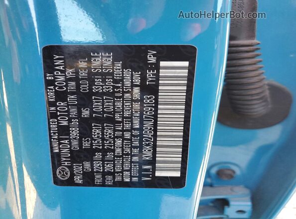 KM8K32AB9NU769183 2022 HYUNDAI KONA Blue Շարժիչի բաժամունքի տեսք