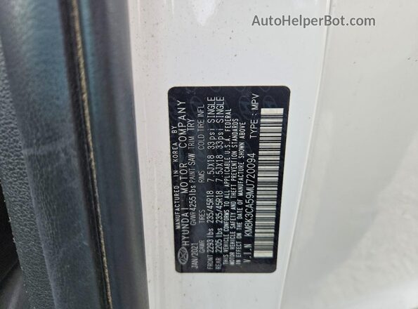KM8K3CA59MU720094 2021 HYUNDAI KONA White სალონის 360-გრადუსიანი ხედი