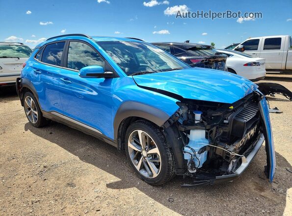 KM8K3CA5XMU605536 2021 HYUNDAI KONA Синий Передняя правая четверть