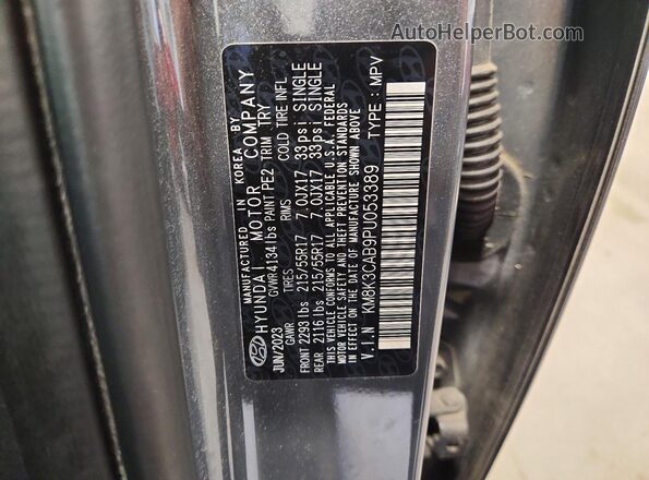 KM8K3CAB9PU053389 2023 HYUNDAI KONA Gray VIN sticker view