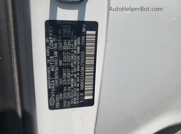 KM8K62AA0MU736005 2021 HYUNDAI KONA White Engine compartment view
