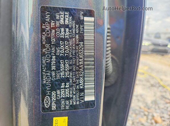 KM8K62AA1MU653294 2021 HYUNDAI KONA Charcoal VIN կոդի պիտակի տեսք