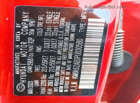 KM8K62AB3PU030580 2023 HYUNDAI KONA Red Вид підкапотного простору