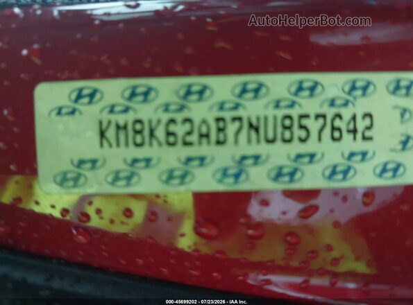 KM8K62AB7NU857642 2022 HYUNDAI KONA Red Vista del compartimento del motor