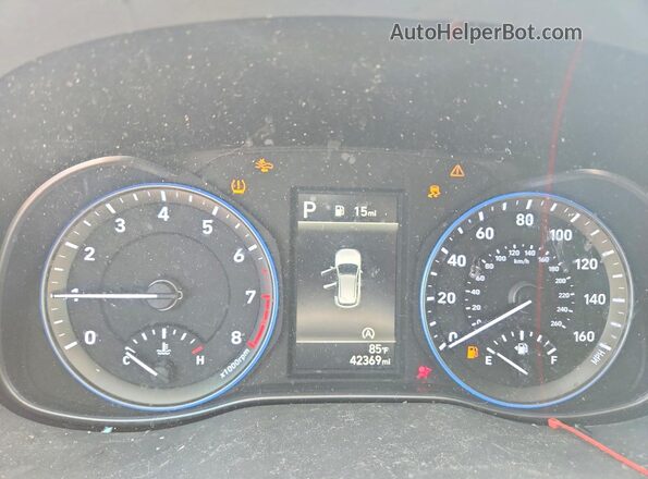 KM8K62ABXNU821234 2022 HYUNDAI KONA White Widok zestawu wskaźników