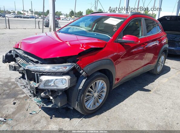KM8K6CAA2KU319746 2019 HYUNDAI KONA Red Առջևի ձախ երեք քառորդ տեսարան