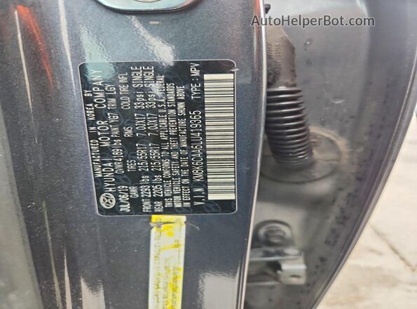 KM8K6CAA6LU419365 2020 HYUNDAI KONA Gray Вид наклейки з VIN-кодом