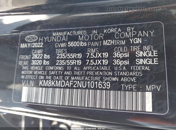 KM8KMDAF2NU101639 2022 HYUNDAI IONIQ 5 Black Engine compartment view