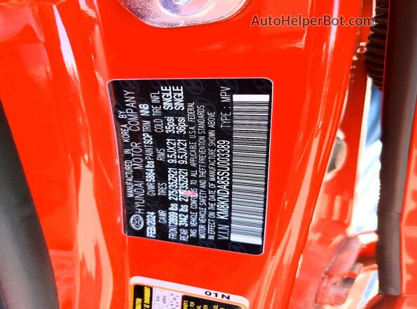 KM8KNDA85SU003389 2025 HYUNDAI IONIQ Orange Vista interior de 360 grados