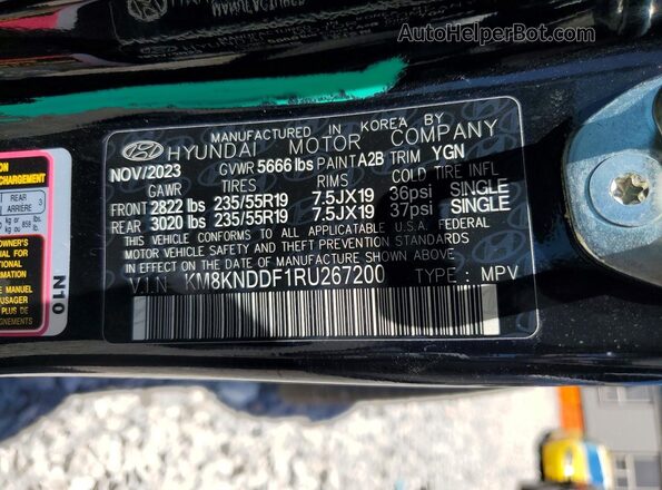 KM8KNDDF1RU267200 2024 HYUNDAI IONIQ Black Vista de la etiqueta del VIN