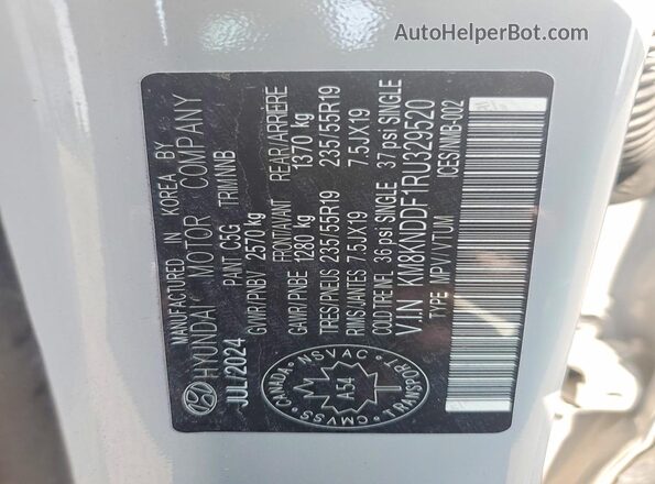 KM8KNDDF1RU329520 2024 HYUNDAI IONIQ Silver VIN კოდის სტიკერის ხედი