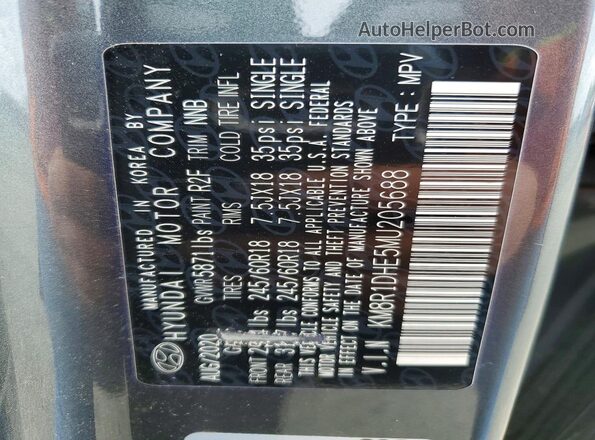 KM8R1DHE5MU205688 2021 HYUNDAI PALISADE Gray Widok wnętrza 360 stopni