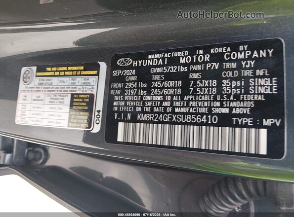 KM8R24GEXSU856410 2025 HYUNDAI PALISADE Gray Engine compartment view