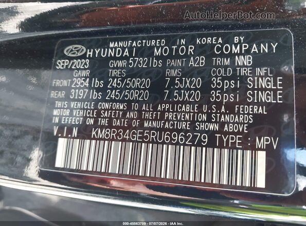 KM8R34GE5RU696279 2024 HYUNDAI PALISADE Black Vista del compartimento del motor