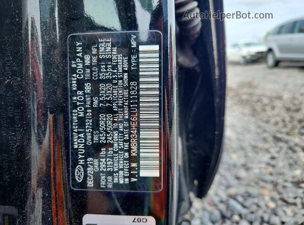 KM8R34HE6LU111828 2020 HYUNDAI PALISADE Black Engine compartment view