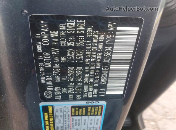 KM8R34HE7LU055804 2020 HYUNDAI PALISADE Gray 360 interior view