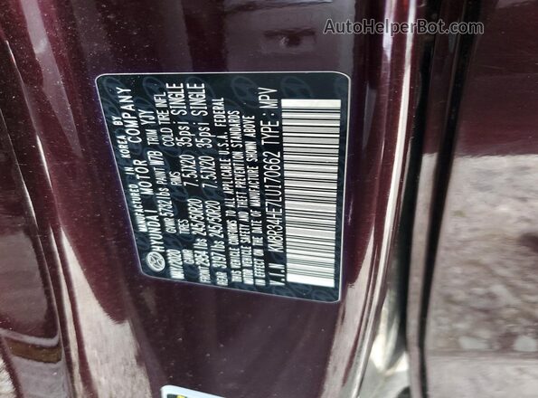 KM8R34HE7LU170662 2020 HYUNDAI PALISADE Maroon VIN კოდის სტიკერის ხედი