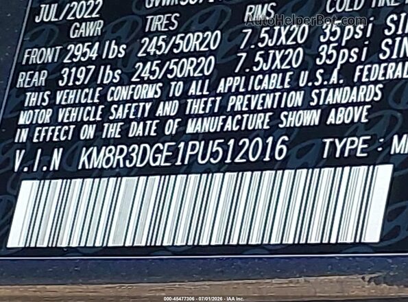 KM8R3DGE1PU512016 2023 HYUNDAI PALISADE Gray Vista del compartimento del motor