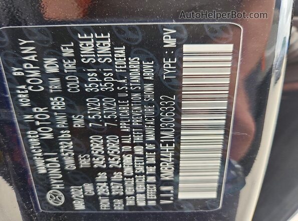 KM8R44HE1MU306332 2021 HYUNDAI PALISADE Black Widok komory silnika