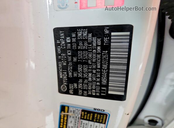 KM8R44HE4MU312674 2021 HYUNDAI PALISADE Белый Вид подкапотного пространства