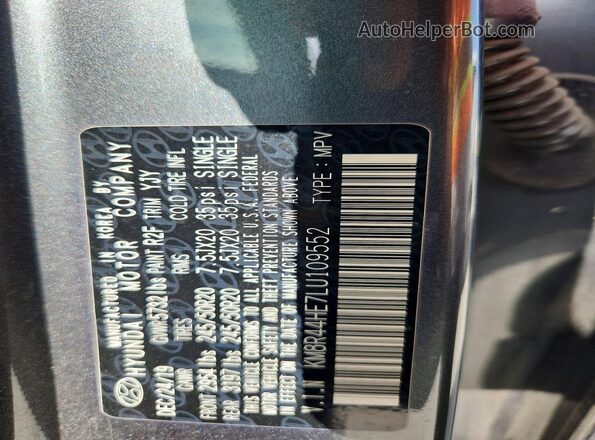 KM8R44HE7LU109552 2020 HYUNDAI PALISADE Gray VIN კოდის სტიკერის ხედი