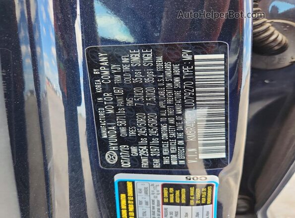 KM8R4DHEXLU079270 2020 HYUNDAI PALISADE Blue VIN կոդի պիտակի տեսք