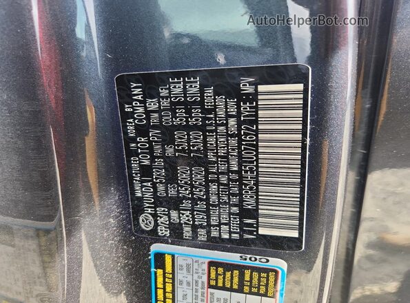 KM8R54HE5LU071672 2020 HYUNDAI PALISADE Gray Շարժիչի բաժամունքի տեսք
