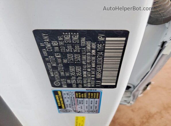 KM8R54HE8LU034714 2020 HYUNDAI PALISADE White VIN կոդի պիտակի տեսք