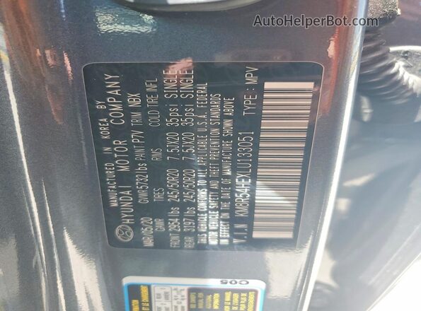 KM8R54HEXLU133051 2020 HYUNDAI PALISADE Gray Панорамний вид салону 360°