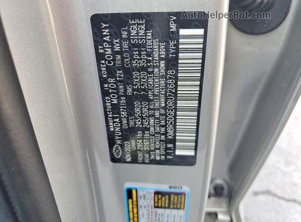 KM8R5DGE0RU726878 2024 HYUNDAI PALISADE Серебряный Вид наклейки с VIN-кодом