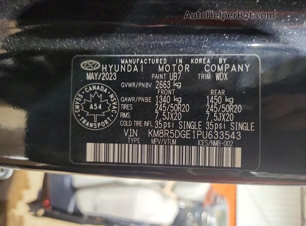 KM8R5DGE1PU633543 2023 HYUNDAI PALISADE Blue Widok wnętrza 360 stopni