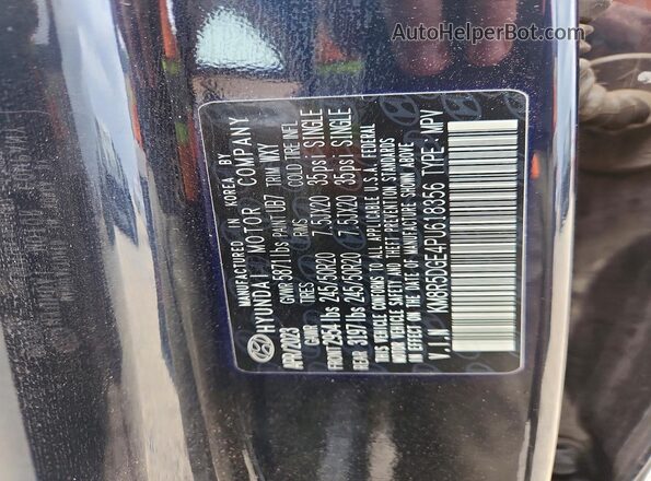 KM8R5DGE4PU618356 2023 HYUNDAI PALISADE Blue VIN კოდის სტიკერის ხედი