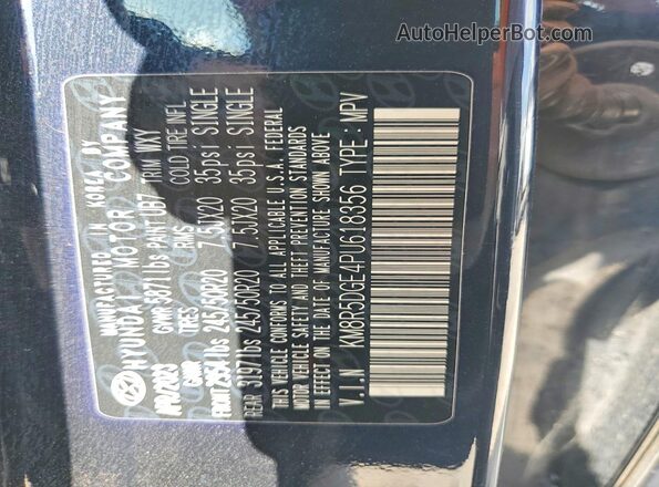KM8R5DGE4PU618356 2023 HYUNDAI PALISADE Black Вид наклейки з VIN-кодом