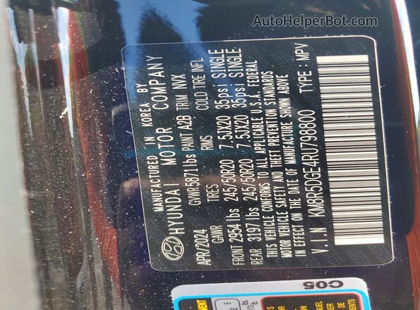 KM8R5DGE4RU798800 2024 HYUNDAI PALISADE Black Widok naklejki z numerem VIN