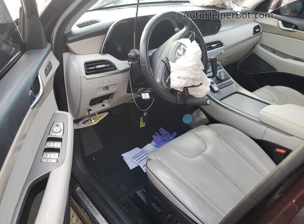 KM8R5DHE1MU250051 2021 HYUNDAI PALISADE Burgundy წინა პანელის ხედი