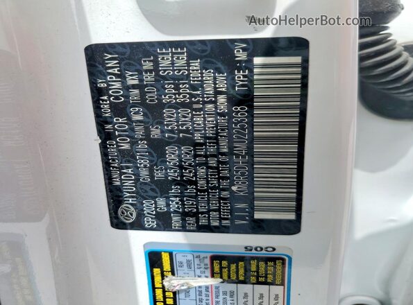 KM8R5DHE4MU225368 2021 HYUNDAI PALISADE White Вид наклейки з VIN-кодом