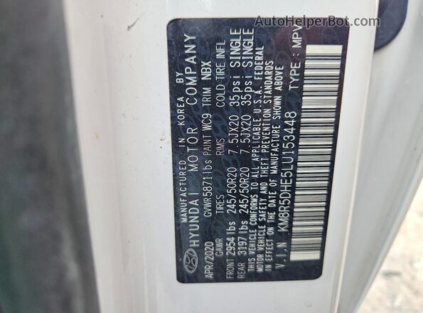 KM8R5DHE5LU153448 2020 HYUNDAI PALISADE White VIN sticker view