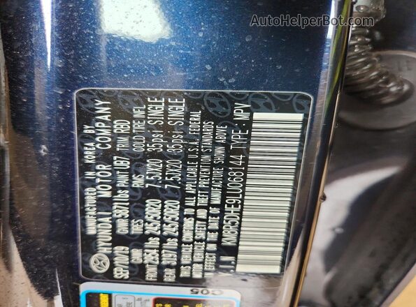 KM8R5DHE9LU068144 2020 HYUNDAI PALISADE Blue Widok wnętrza 360 stopni