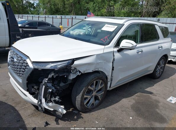 KM8R5DHEXMU210860 2021 HYUNDAI PALISADE White Առջևի ձախ երեք քառորդ տեսարան