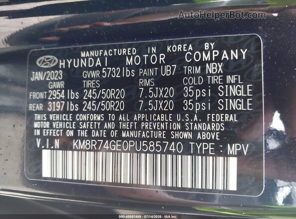 KM8R74GE0PU585740 2023 HYUNDAI PALISADE Navy Engine compartment view