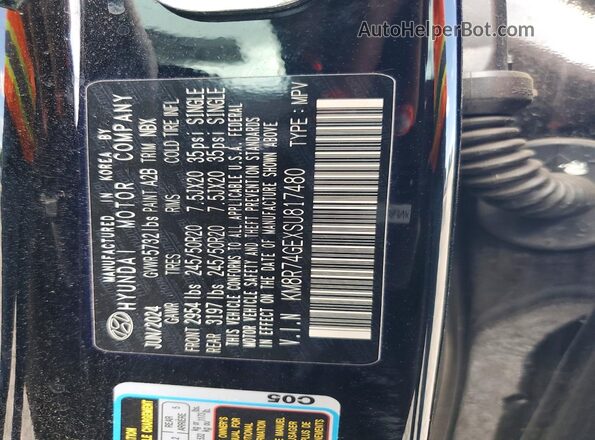 KM8R74GEXSU817480 2025 HYUNDAI PALISADE Black Вид наклейки з VIN-кодом