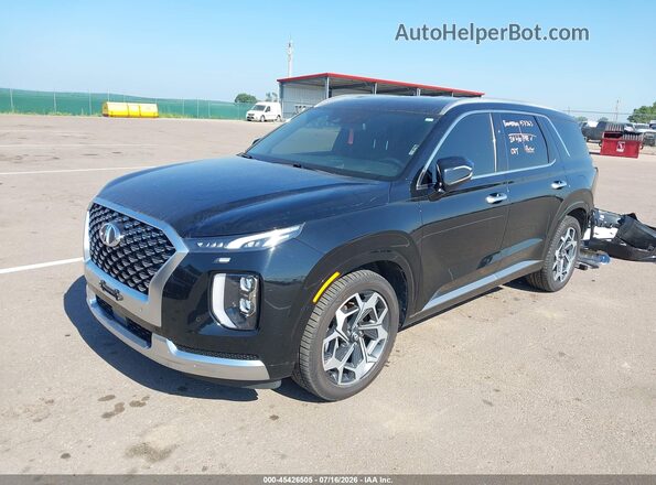 KM8R74HE4MU318238 2021 HYUNDAI PALISADE Black Առջևի ձախ երեք քառորդ տեսարան
