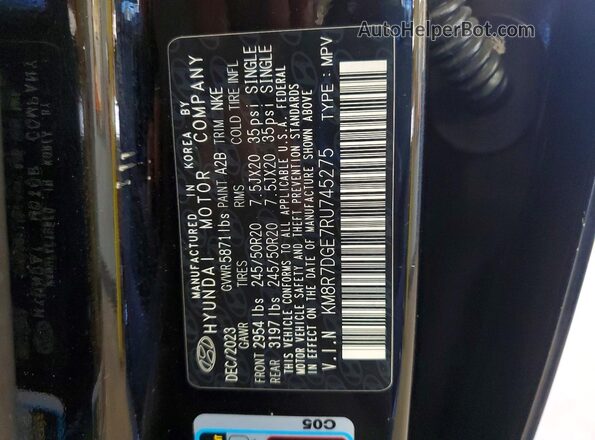 KM8R7DGE7RU745275 2024 HYUNDAI PALISADE Black VIN sticker view