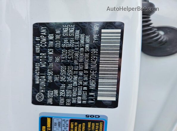 KM8R7DHE1NU429198 2022 HYUNDAI PALISADE White ძრავის განყოფილების ხედი