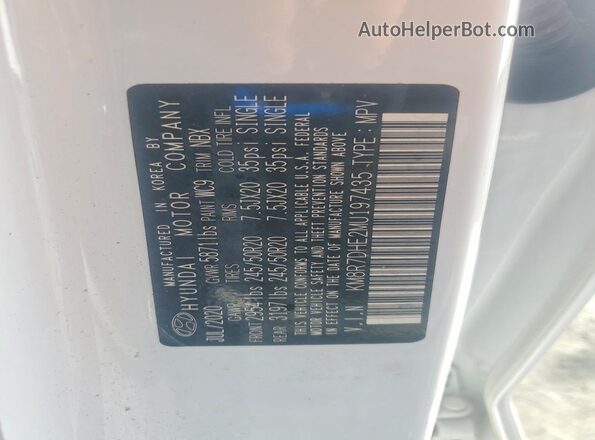 KM8R7DHE2MU197435 2021 HYUNDAI PALISADE White VIN sticker view
