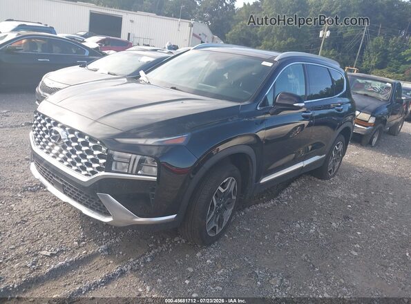 KM8S3DA11MU008875 2021 HYUNDAI SANTA FE HYBRID Black Առջևի ձախ երեք քառորդ տեսարան
