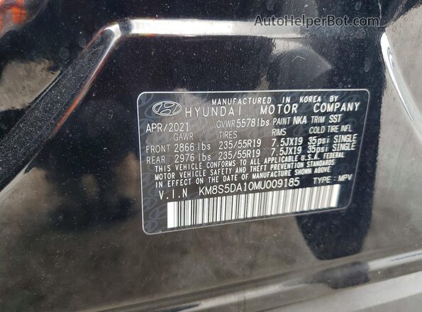 KM8S5DA10MU009185 2021 HYUNDAI SANTA Black VIN կոդի պիտակի տեսք