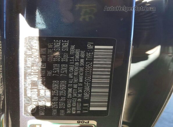 KM8SM4HF0GU133952 2016 HYUNDAI SANTA Blue VIN կոդի պիտակի տեսք