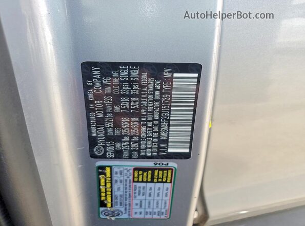 KM8SM4HF2GU151739 2016 HYUNDAI SANTA Silver Vista de la etiqueta del VIN